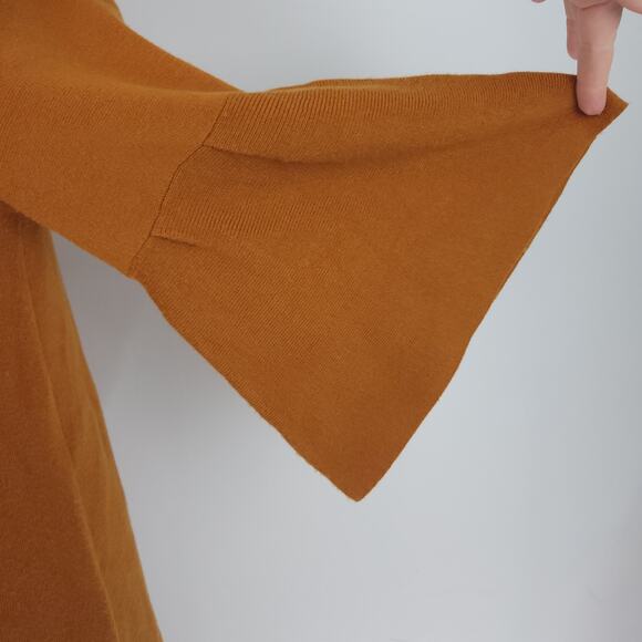 Moth Anthropologie Honey Caramel Chester Knit Sweater Dress Bell Sleeves Small - Picture 7 of 11